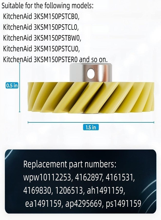 ترس دودي للخلاط W10112253 متوافق مع خلاطات ويرلبول وكيتشن إيد، قطع غيار بديلة WPW10112253 4162897 4169830 AP4295669 PS11748374 4161531 (4 قطع) - Image 4